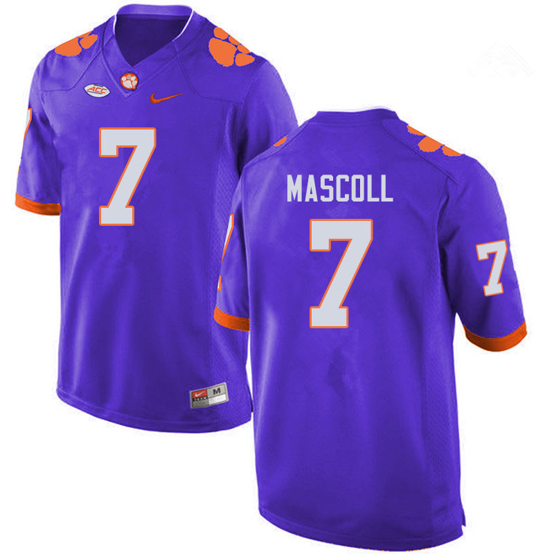 Men #7 Justin Mascoll Clemson Tigers College Football Jerseys Sale-Purple